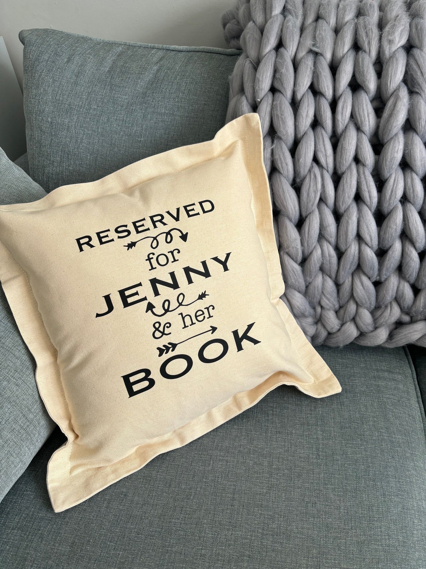 Reserved for ANY NAME And His/Her Book Cushion