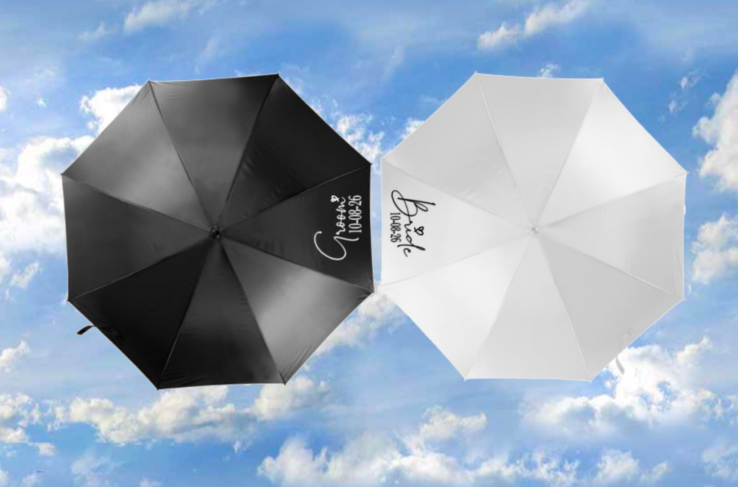 wedding umbrellas
bride and groom umbrellas