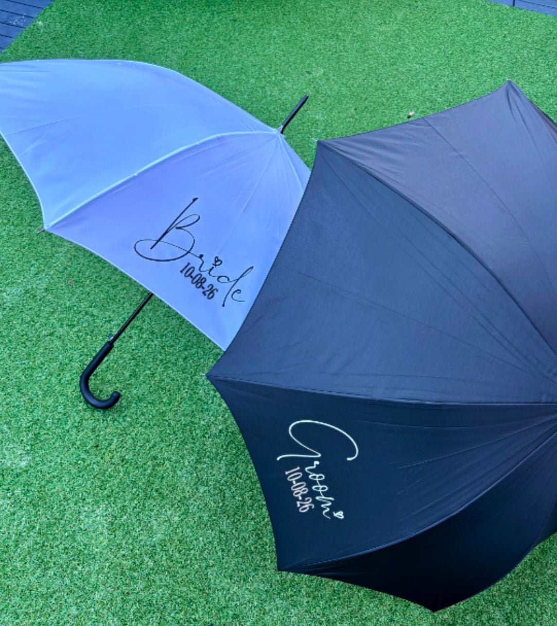 Personalised Bride and Groom Wedding Umbrella Set With Date