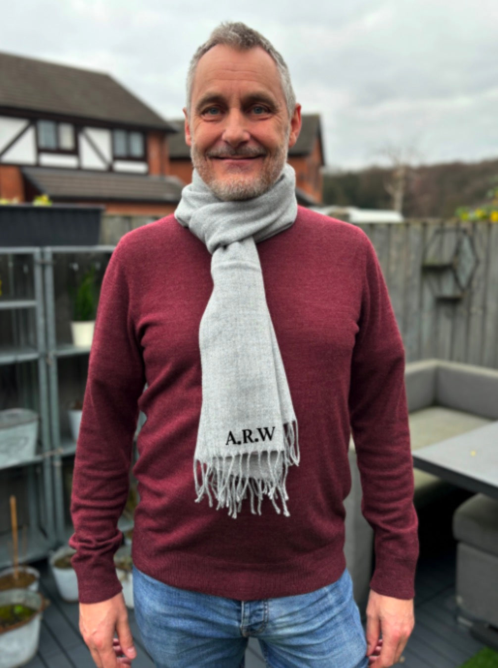 Embroidered Initials Scarf