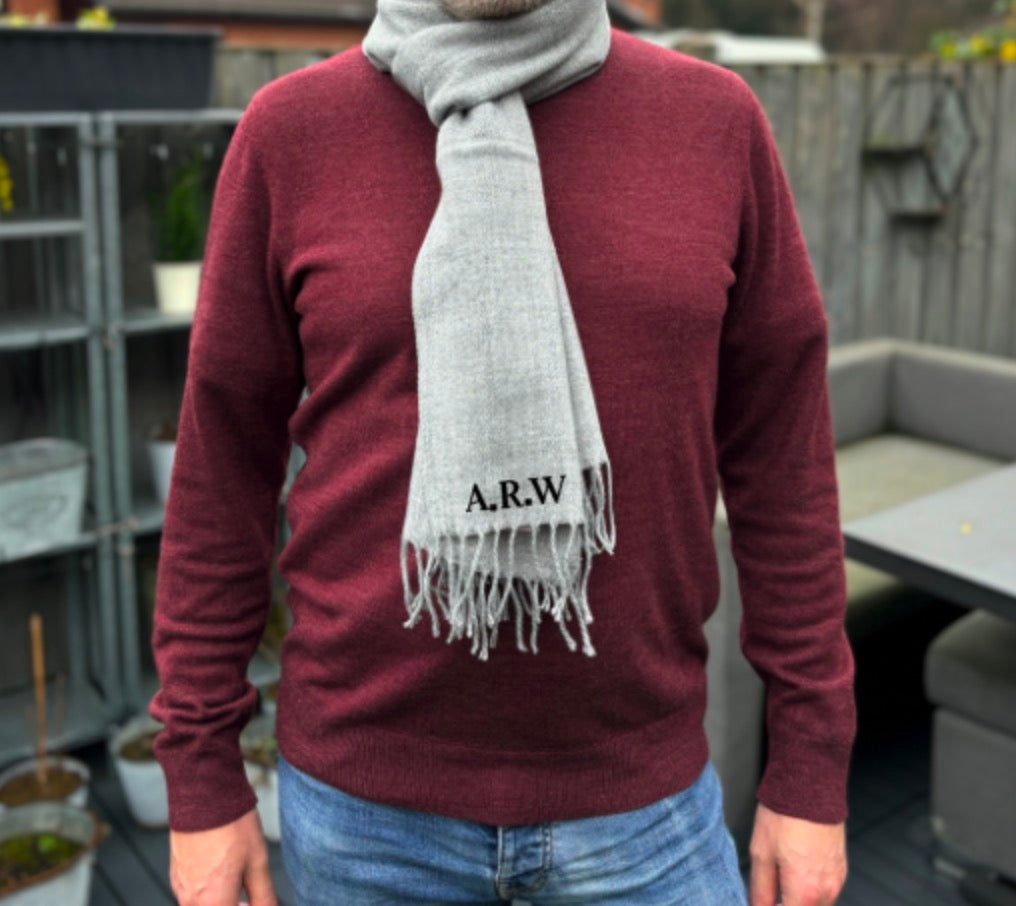 Embroidered Initials Scarf