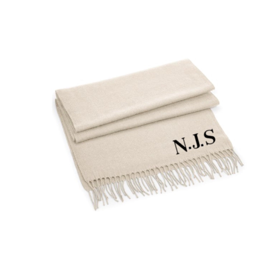 Embroidered Initials Scarf