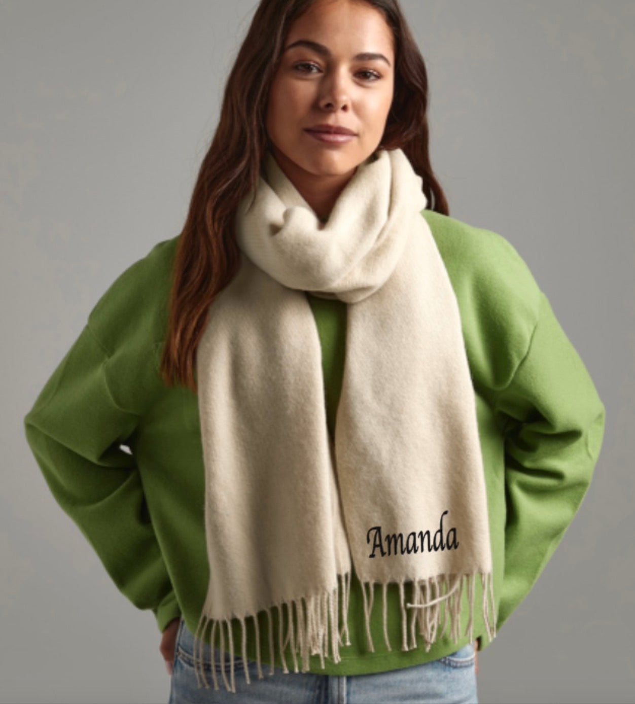 Personalised scarf, embroidered scarf, mother's day gift