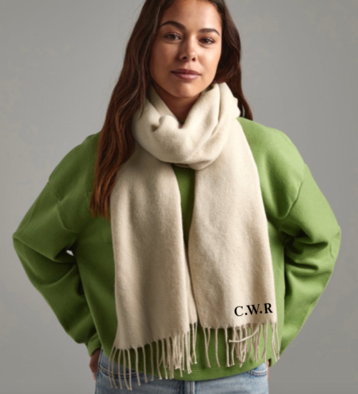 Embroidered Initials Scarf