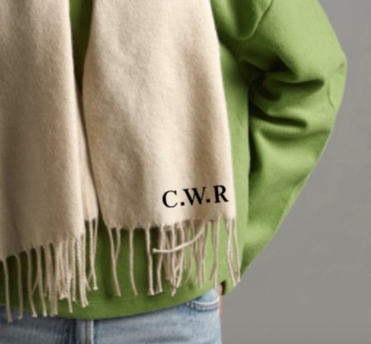 Embroidered Initials Scarf