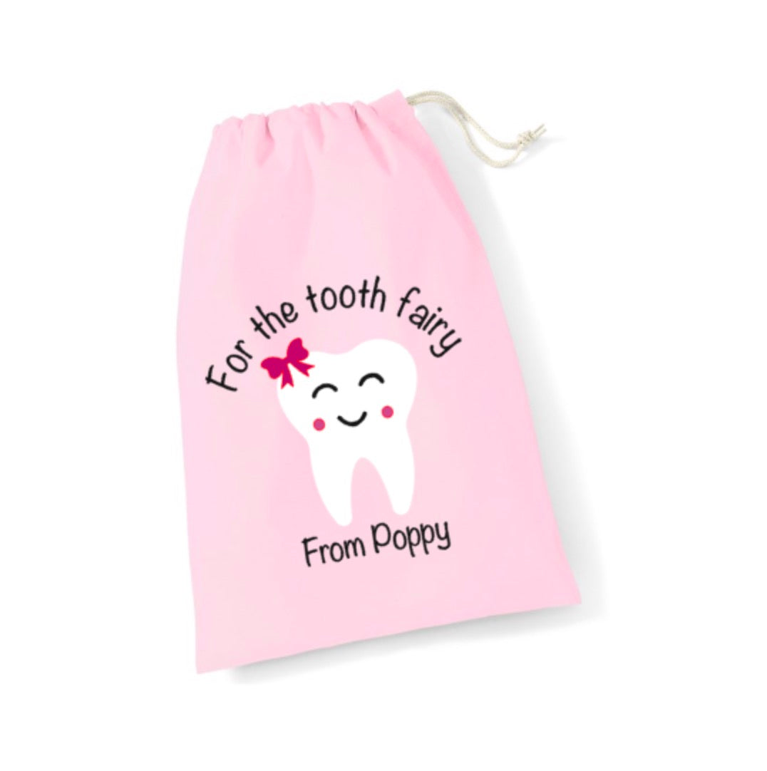 Personalised Tooth Fairy Bag | Hair Bow Design | Custom Name Pouch