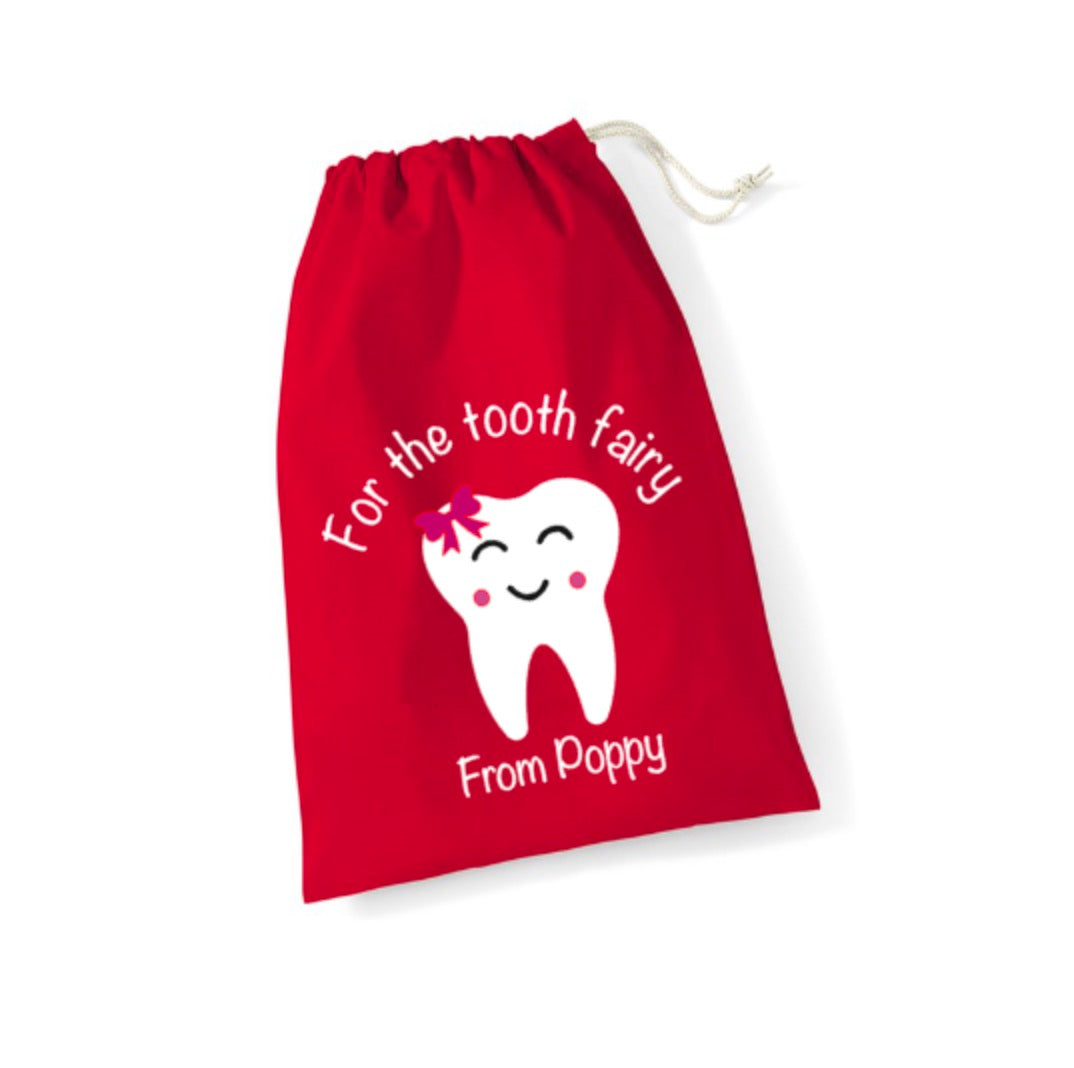 Personalised Tooth Fairy Bag | Hair Bow Design | Custom Name Pouch