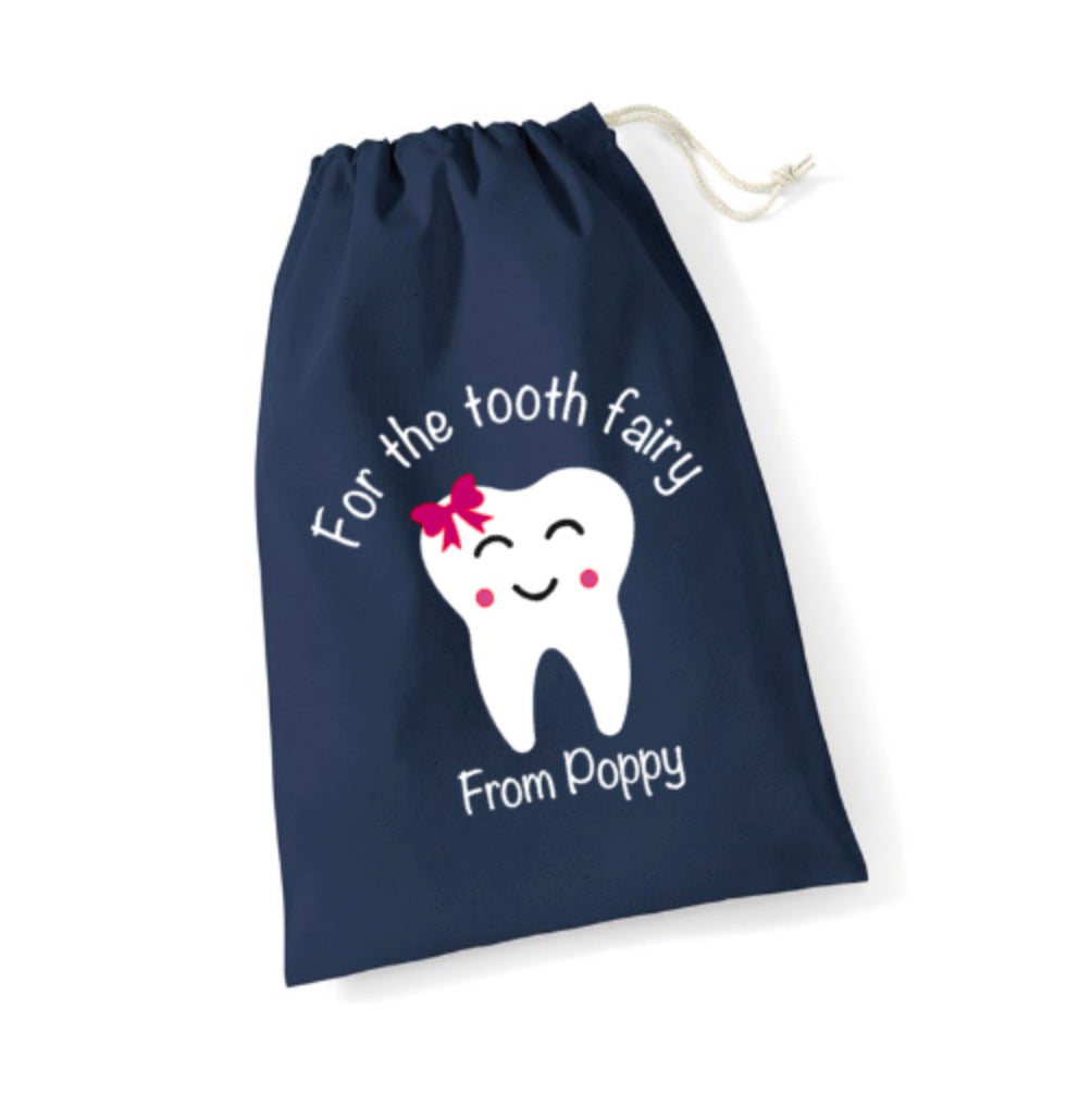 Personalised Tooth Fairy Bag | Hair Bow Design | Custom Name Pouch