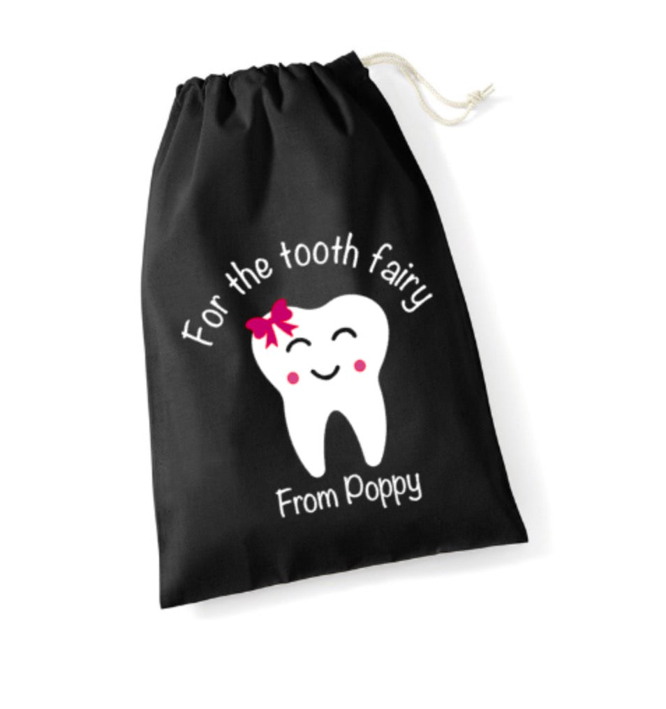 Personalised Tooth Fairy Bag | Hair Bow Design | Custom Name Pouch