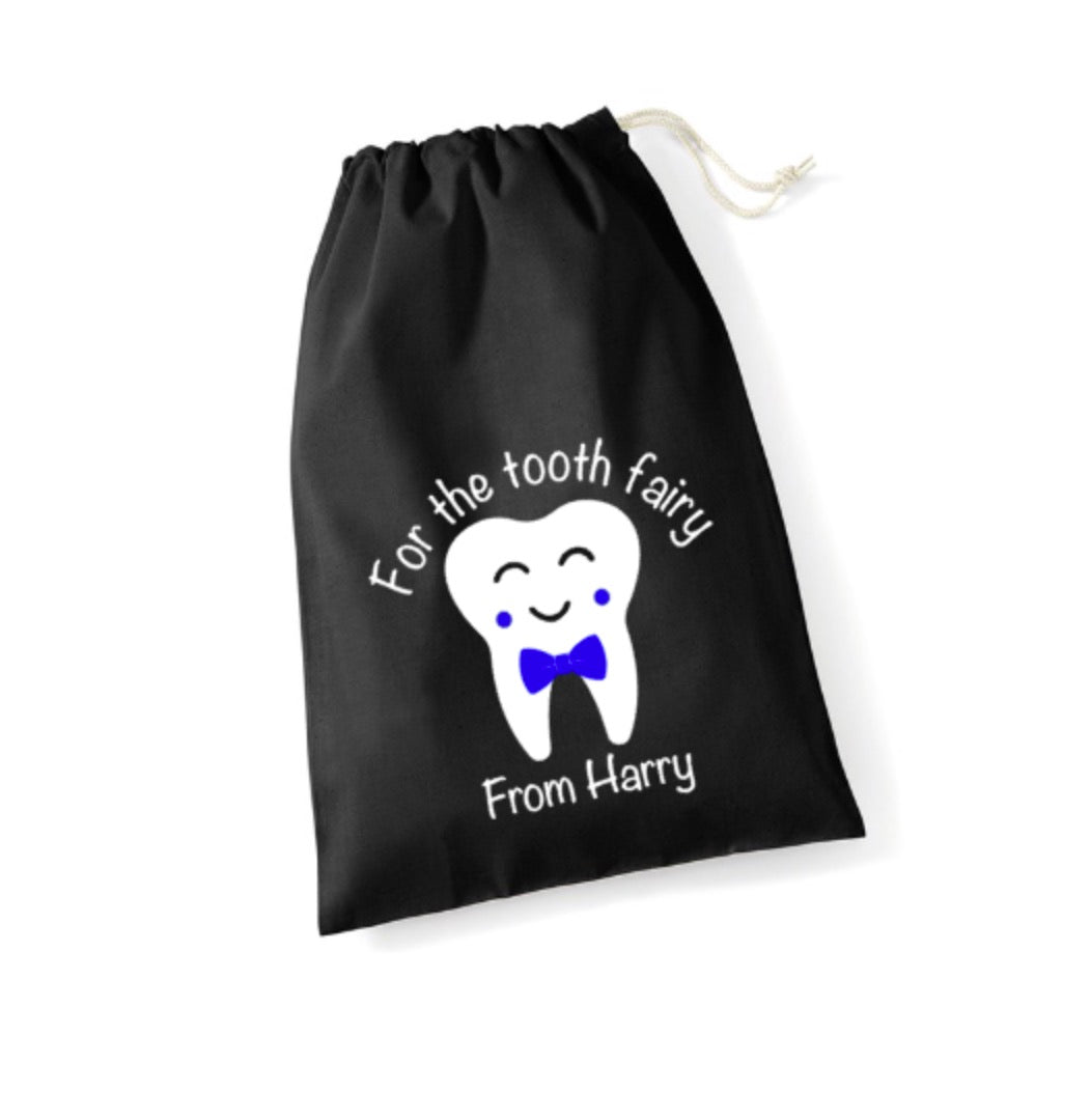 Personalised Tooth Fairy Bag | Bowtie Design | Custom Name Pouch