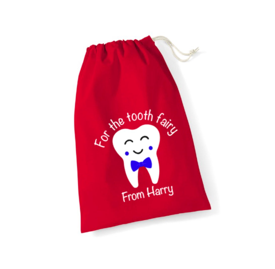 Personalised Tooth Fairy Bag | Bowtie Design | Custom Name Pouch