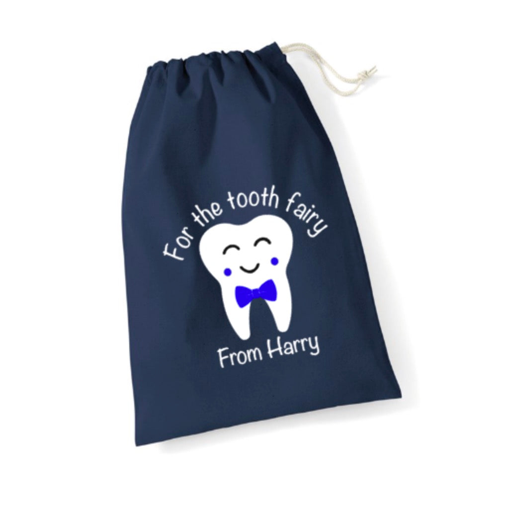 Personalised Tooth Fairy Bag | Bowtie Design | Custom Name Pouch