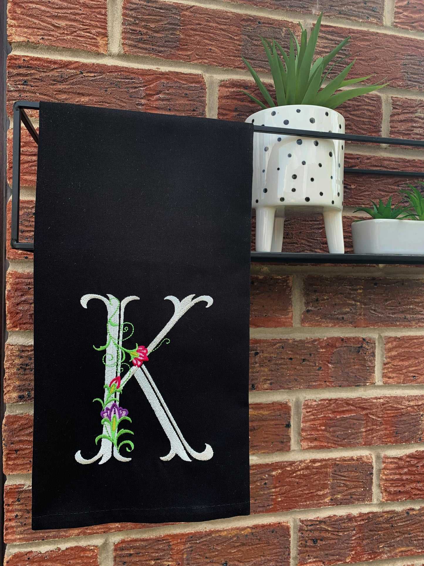 Embroidered Initial Tea Towel