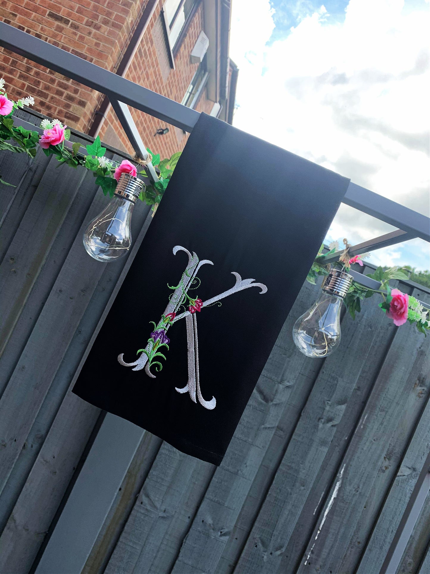 Embroidered Initial Tea Towel
