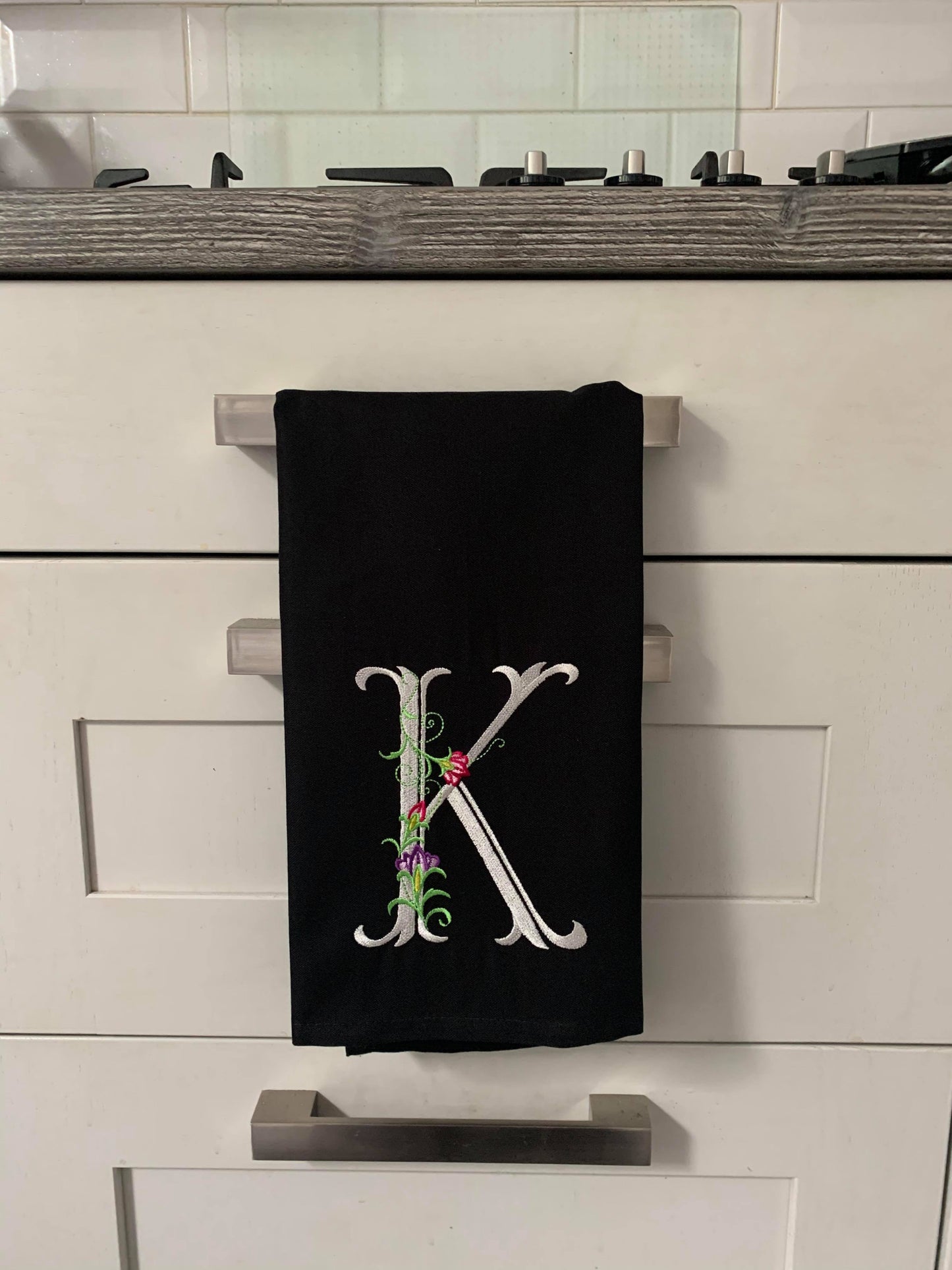 Embroidered Initial Tea Towel