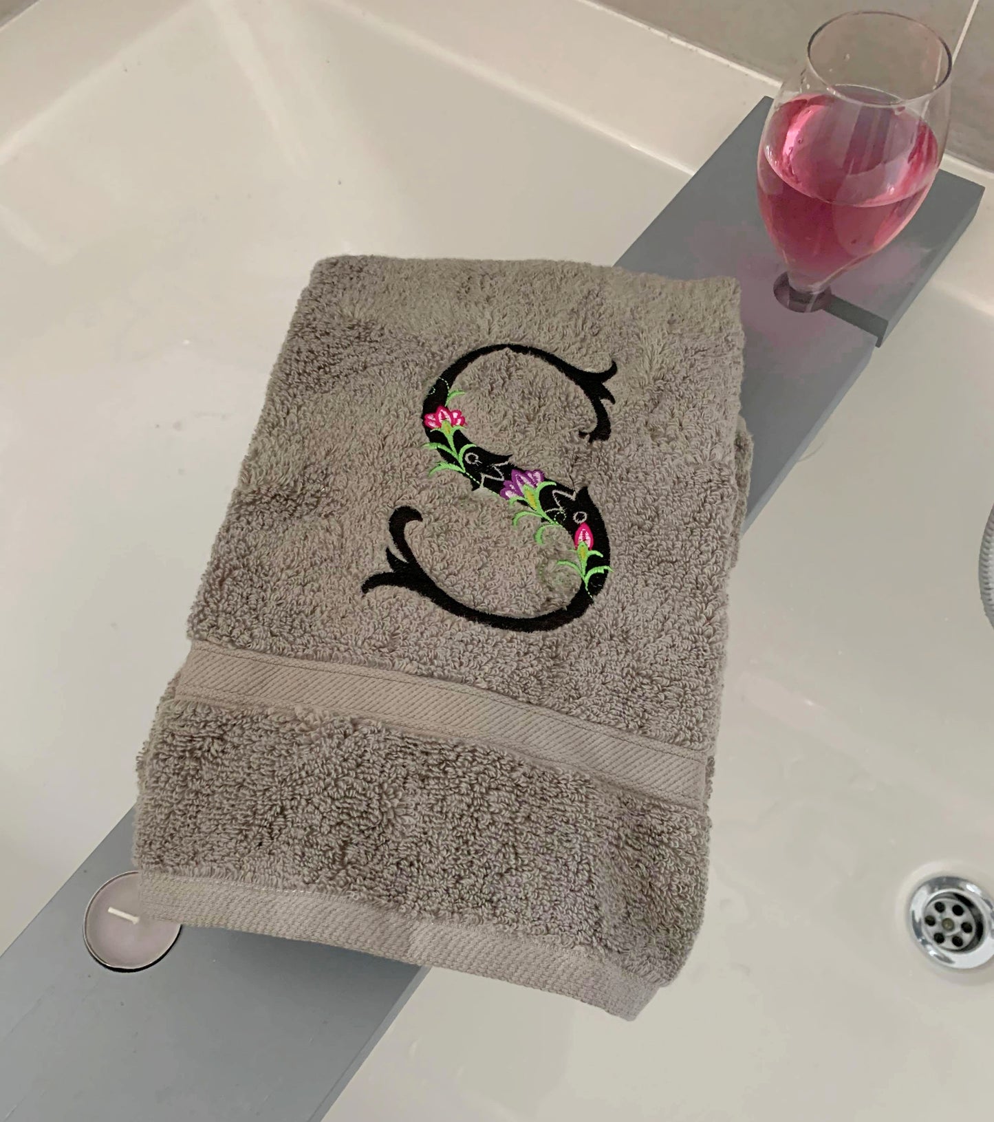 Embroidered Initial Hand Towel