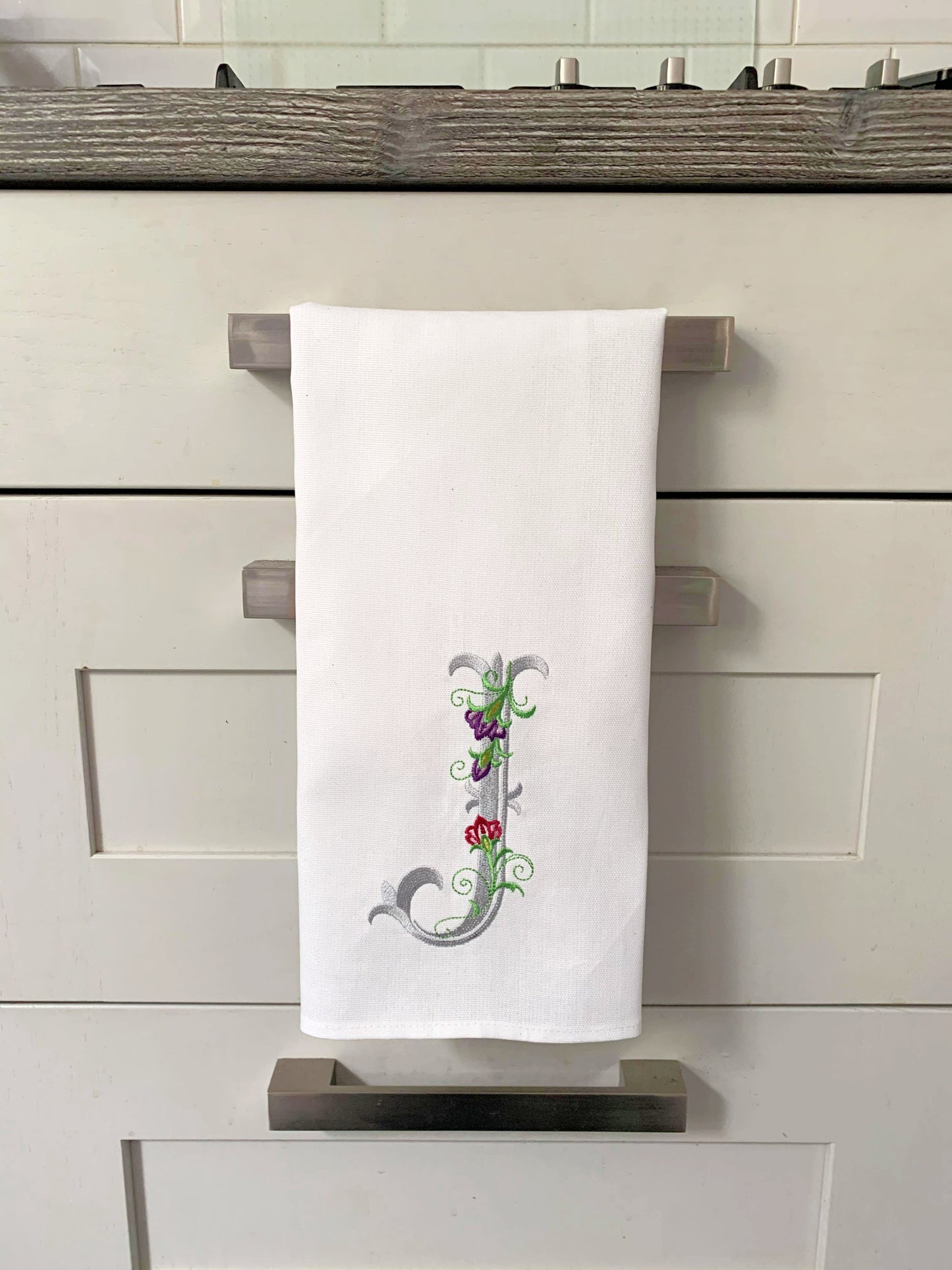 Embroidered Initial Tea Towel