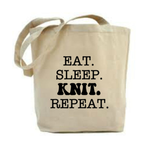 Eat Sleep Knit Repeat Tote Bag