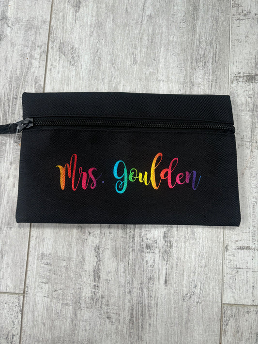 Personalised Teacher Pencil Case | Rainbow Print