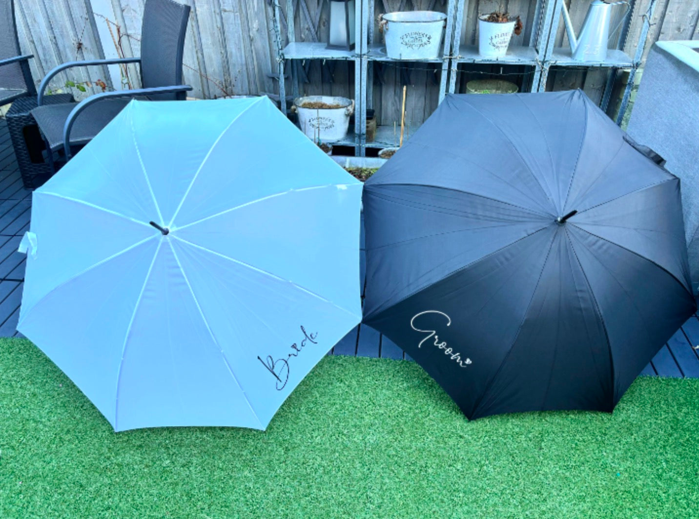 Bride and Groom Wedding Umbrella Set