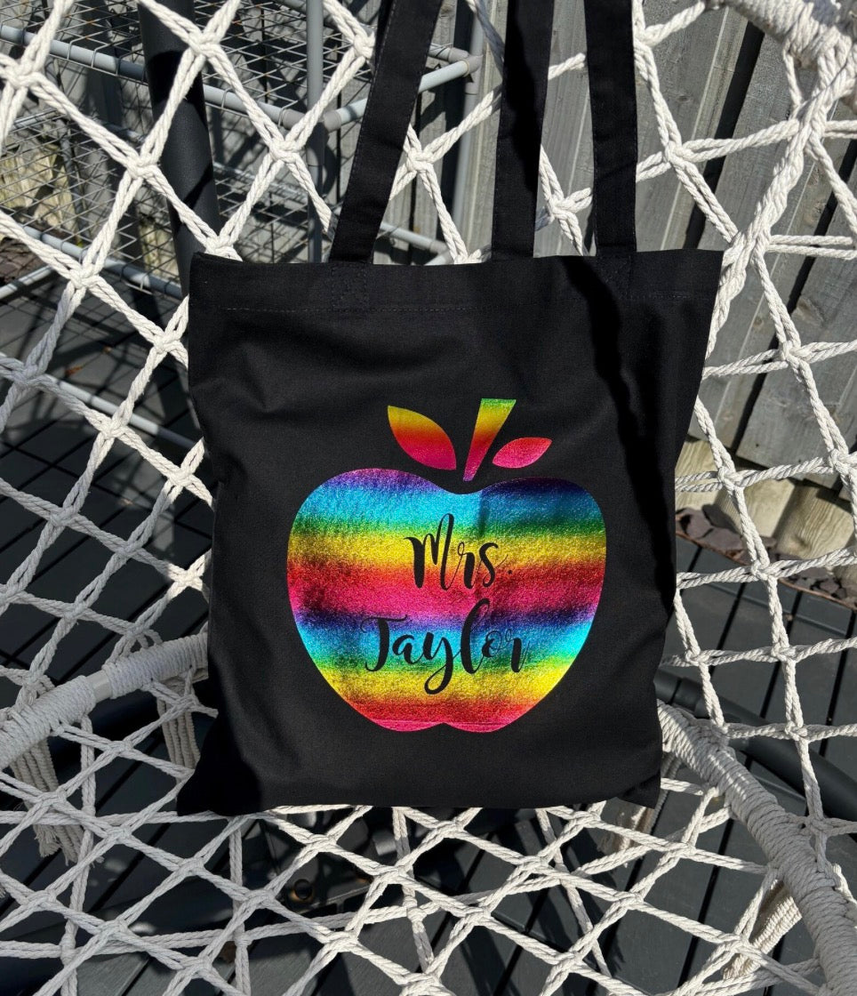 Personalised Teacher Tote Bag |Apple Design