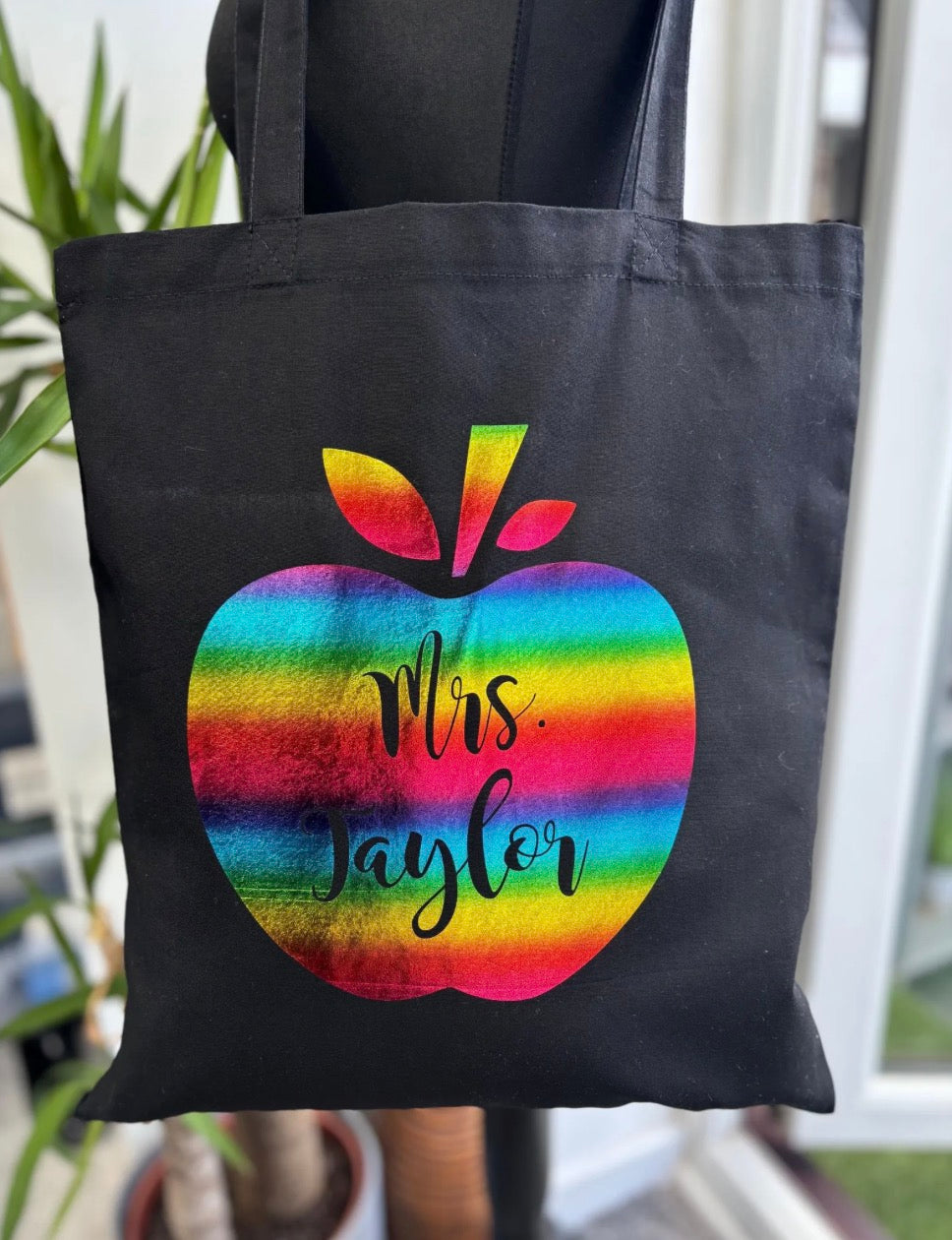 Personalised Teacher Tote Bag |Apple Design