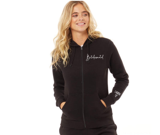 bridesmaid zip hoodie