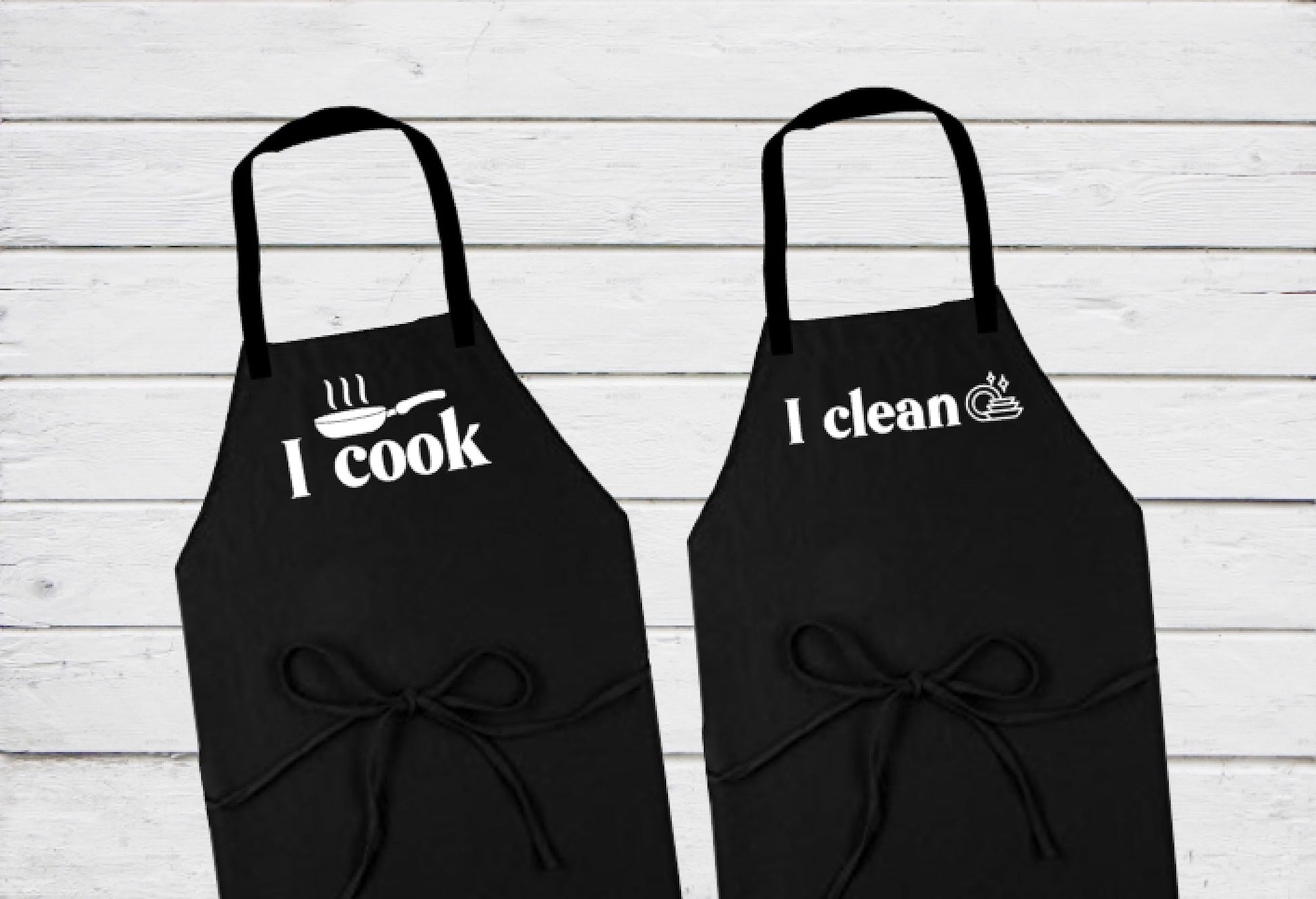 I cook I clean aprons