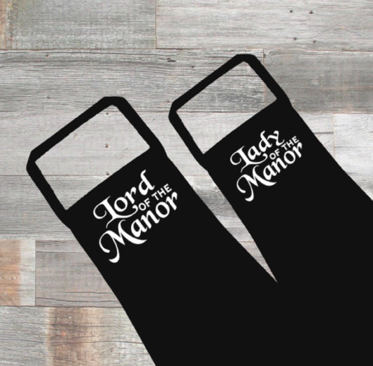 Lord and Lady Of The Manor Set of 2 Aprons